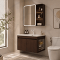 Avera Halo Bathroom Vanity Set – Walnut Wood