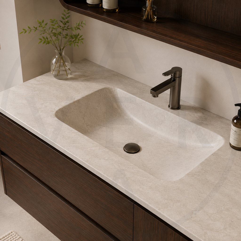 Avera Terra Signature Sintered Stone Basin Bathroom Vanity Set - Walnut