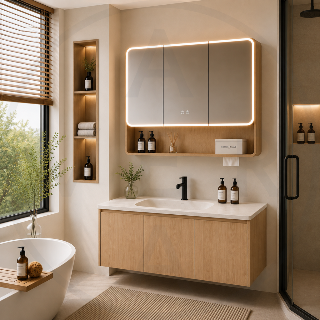 Avera Terra Signature Sintered Stone Basin Door Style Bathroom Vanity Set - Nature