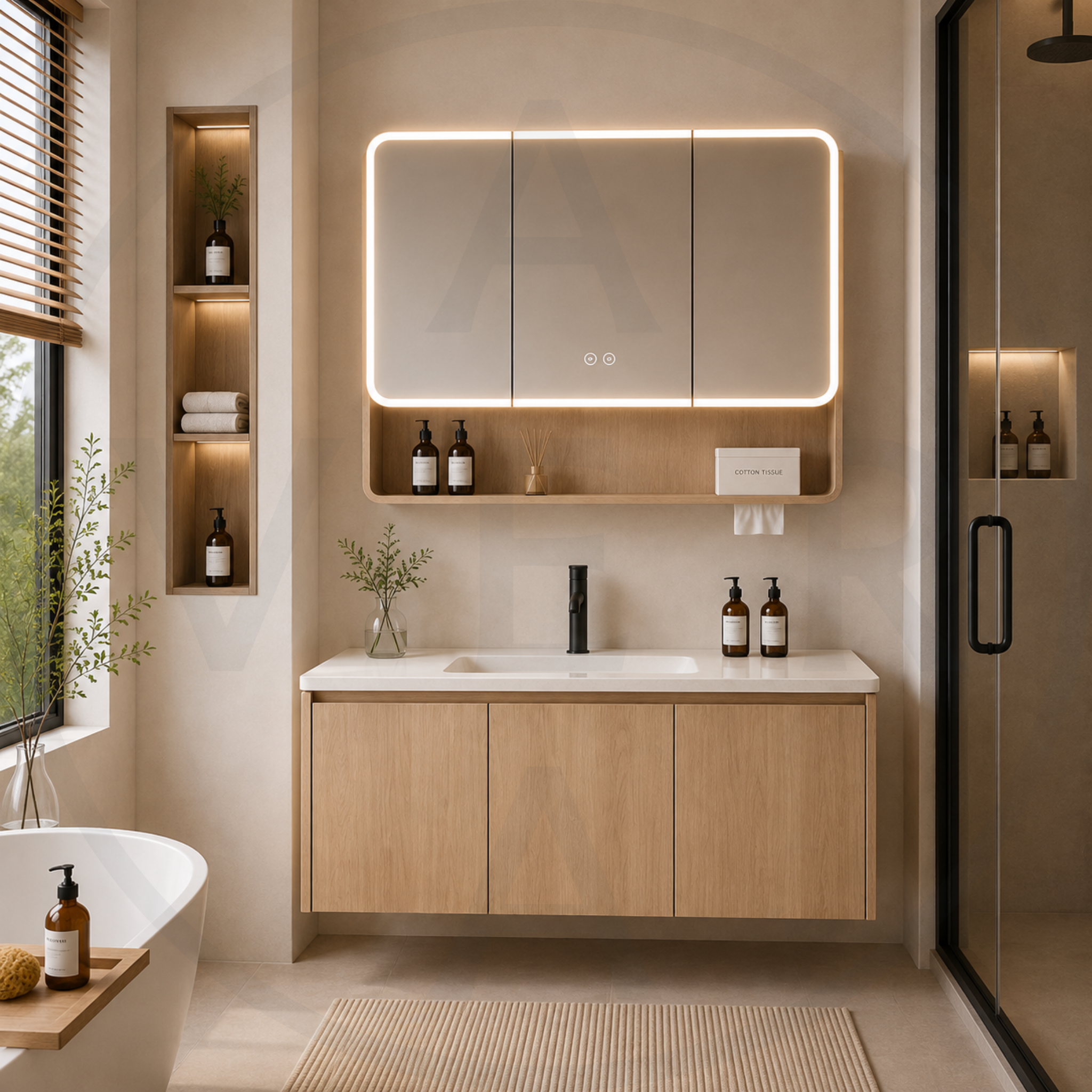 Avera Terra Signature Sintered Stone Basin Door Style Bathroom Vanity Set - Nature