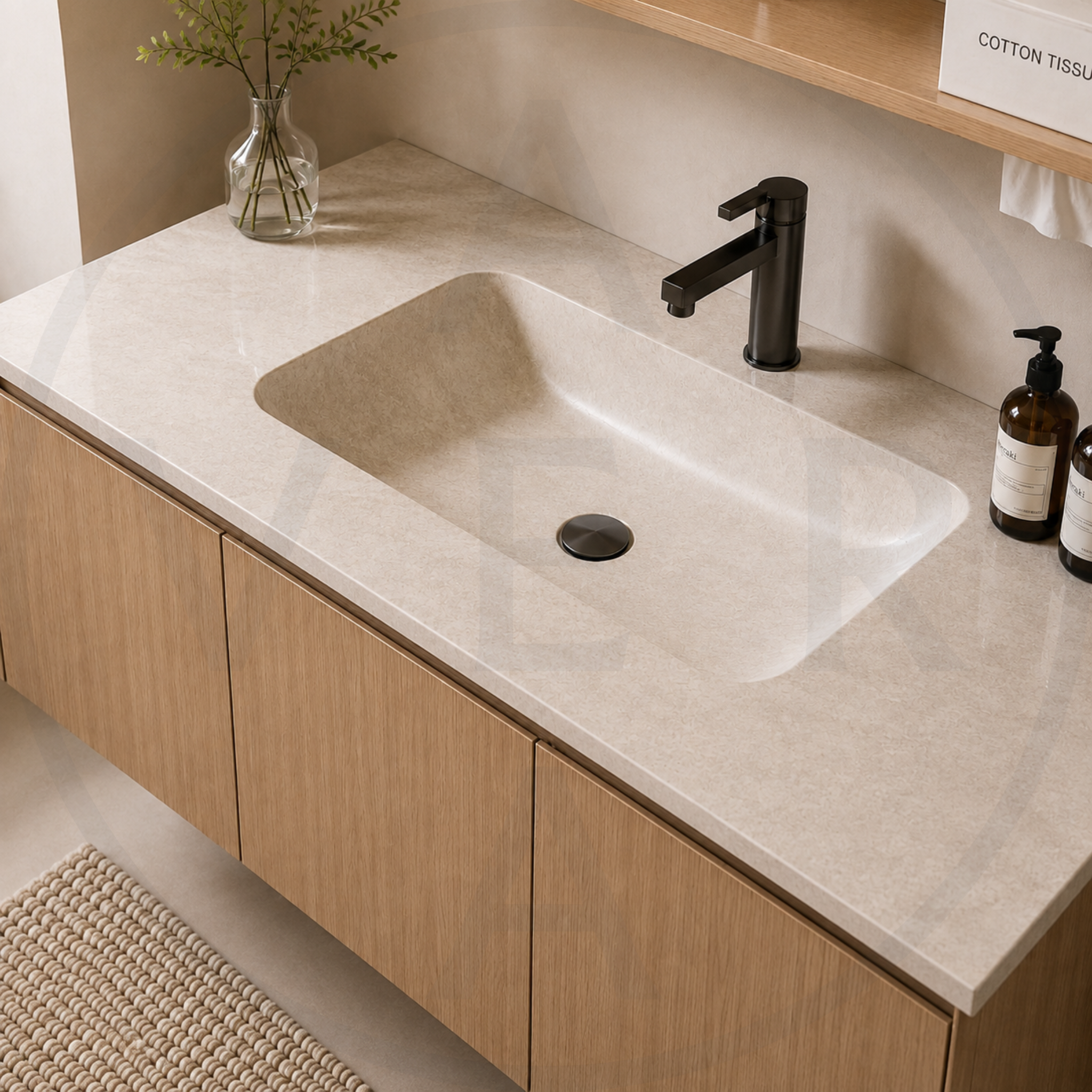 Avera Terra Signature Sintered Stone Basin Door Style Bathroom Vanity Set - Nature