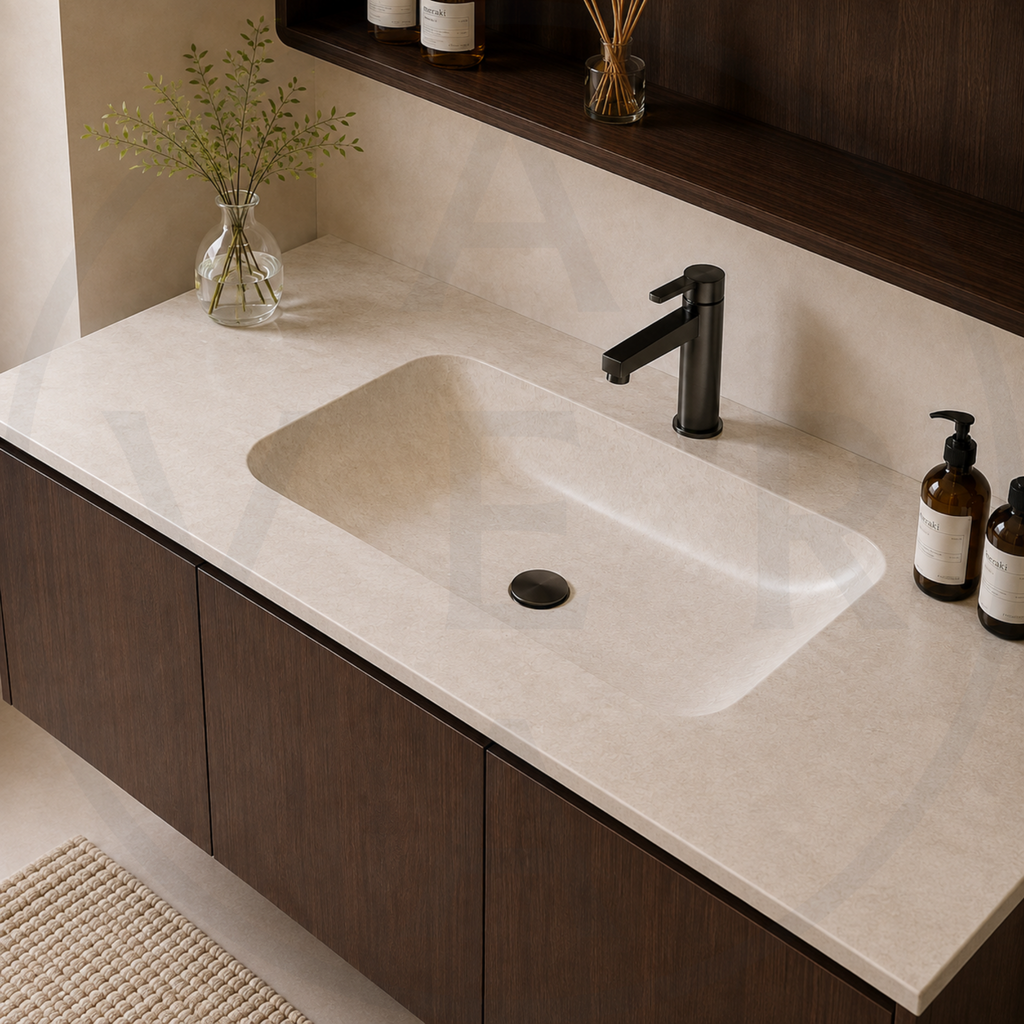 Avera Terra Signature Sintered Stone Basin Door Style Bathroom Vanity Set - Walnut