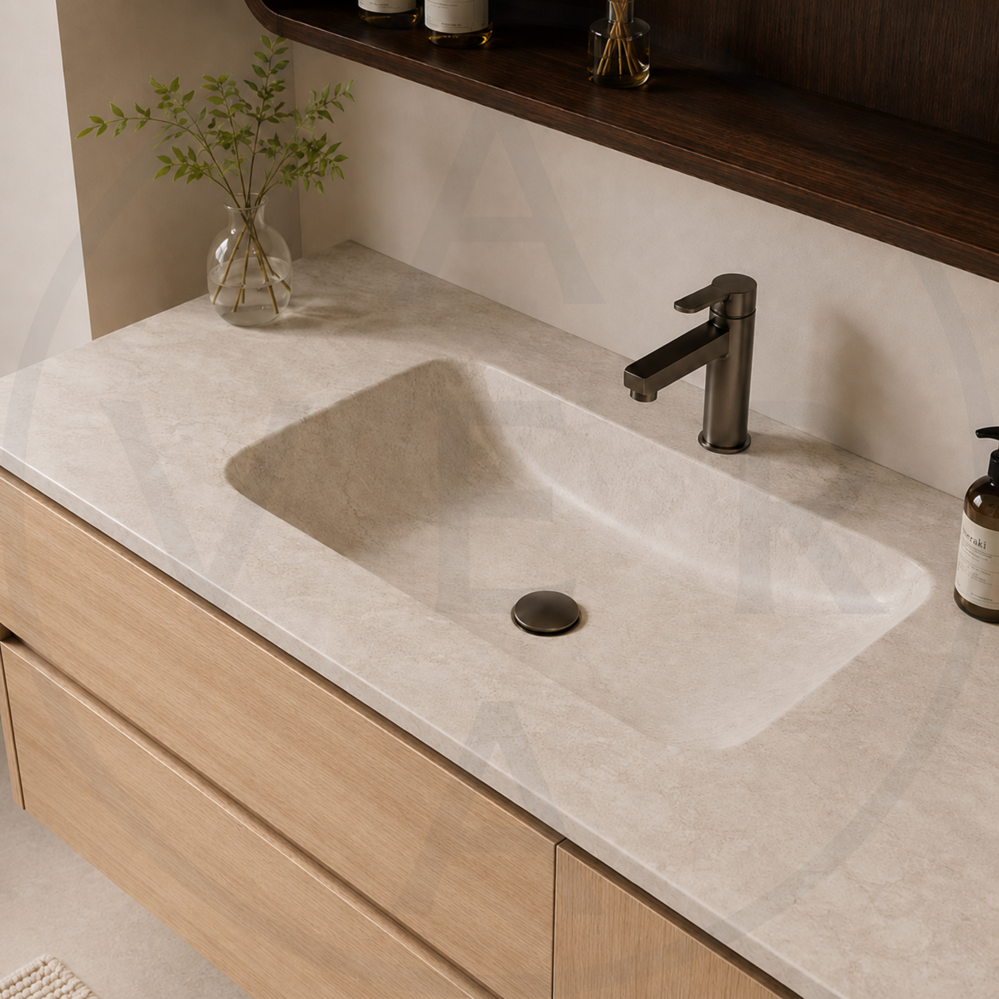 Avera Terra Signature Sintered Stone Basin Bathroom Vanity Set - Nature