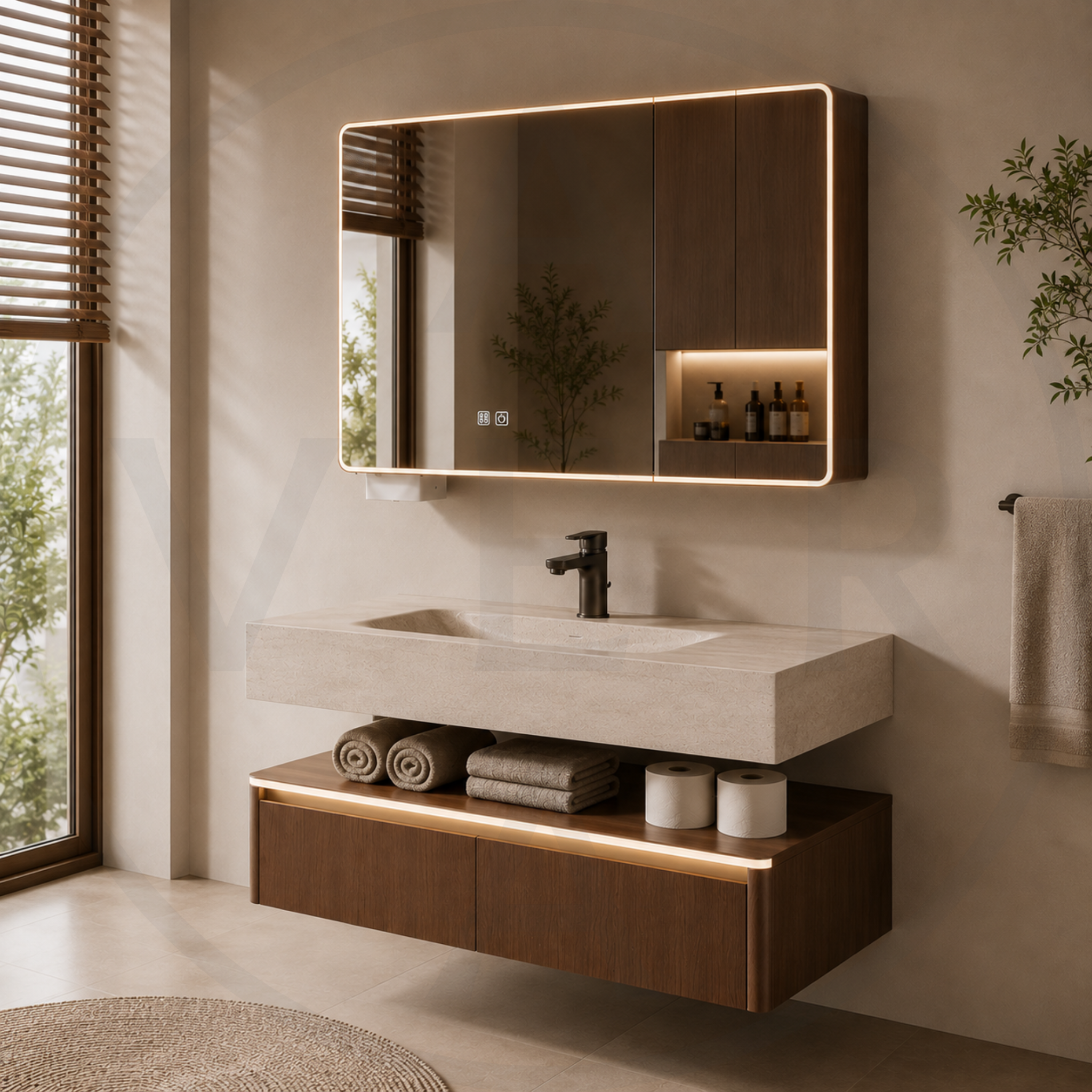 Avera Lume Signature Sintered Stone Basin Bathroom Vanity Set