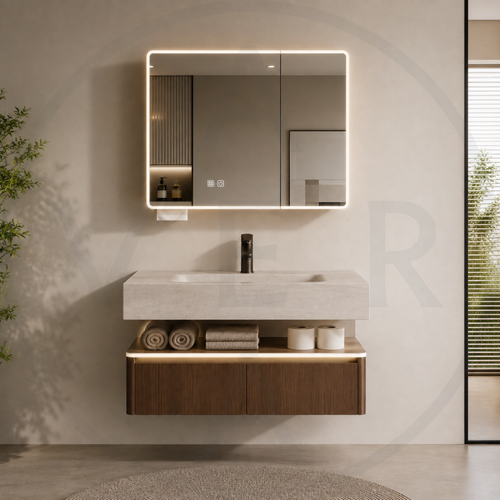 Avera Lume Signature Sintered Stone Basin Bathroom Vanity Set