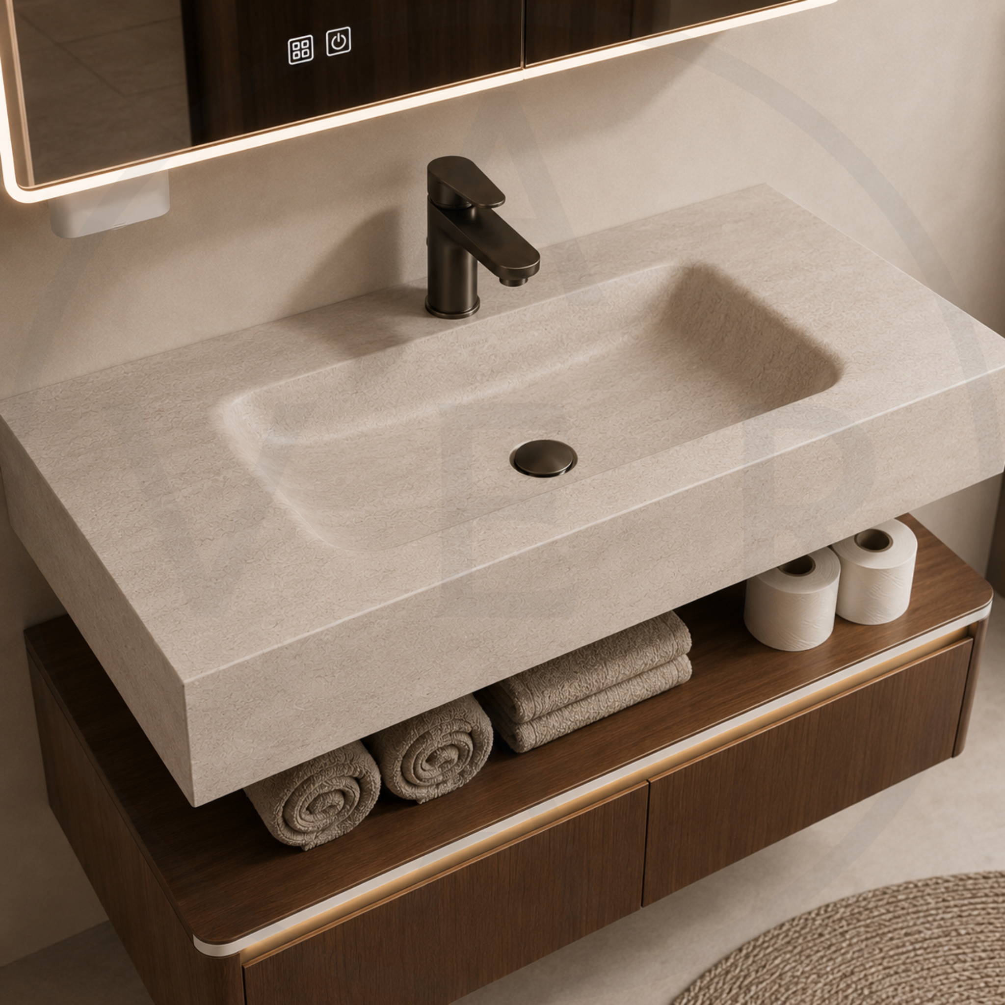 Avera Lume Signature Sintered Stone Basin Bathroom Vanity Set